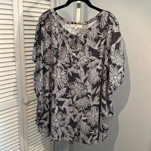 LOFT Plus Mixed Media Blouse